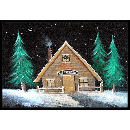 Carolines Treasures Welcome Lodge Christmas Log Home Indoor & Outdoor Mat, 18 x 27 in. CA77909